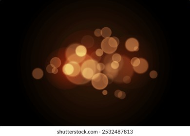 Orange bokeh on black background. Christmas background, web design