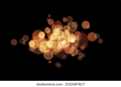 Orange bokeh on black background. Christmas background, web design