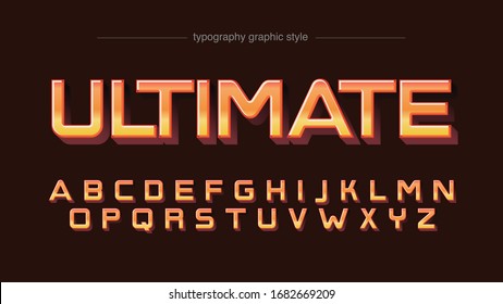 Orange Bold 3D Uppercase Typography Artistic Text Effect