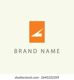 Orange Bolt or airplane flights company logo design vector template. Rectangle icon. Vecor illustration