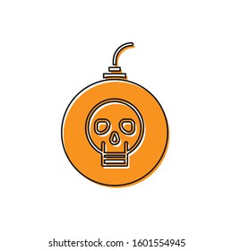 Orange Bomb ready to explode icon isolated on white background. Happy Halloween party.  Vector Illustration