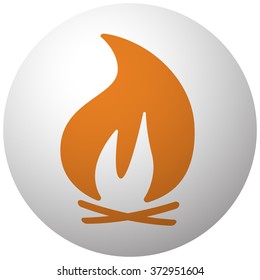 Orange Bonfire icon on sphere isolated on white background