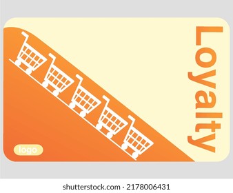 Tarjeta de bonificación naranja del programa de fidelización para tienda con carretas	