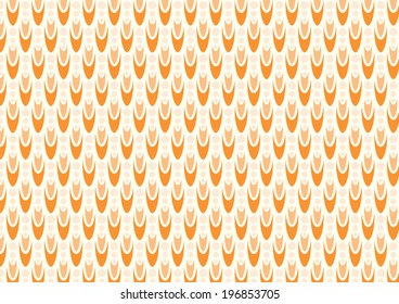 Orange boomerang or curve shape and circle pattern on pastel background. Abstract and vintage pattern style for modern and classic design