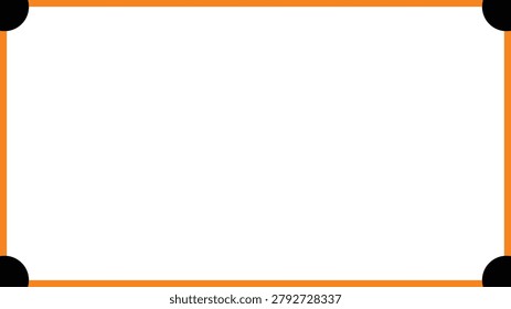 Orange border frame with black corners graphic resource for photo or text blank and empty template for design