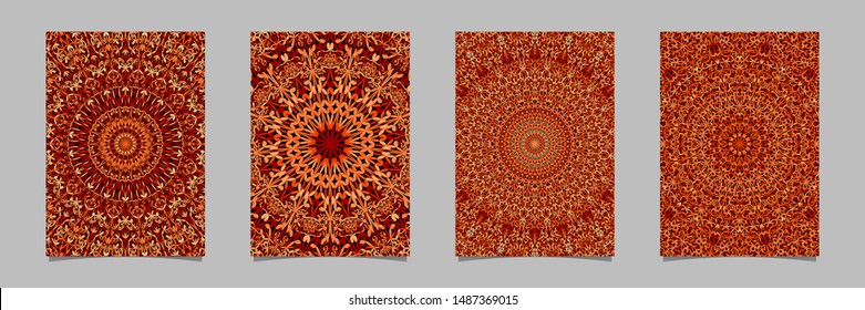 Orange botanical garden mandala pattern card background design template set - vector stationery illustrations