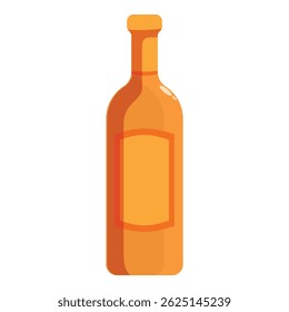 Orangefarbene Flasche mit leerem Etikett auf weißem Hintergrund, ideal für Mockups oder Produktpräsentationen