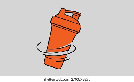 Icono de botella naranja con líneas de movimiento
