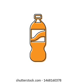 Orange Bottle of water icon isolated on white background. Soda aqua drink sign. Vector Illustration