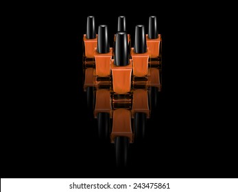 Orange bottles of nail polish
