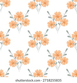 Ramo de naranja sin patrón. Pequeño ramo de fondo, flores de color naranja. Patrón floral, azulejo botánico
