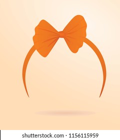 Orange  bow headband. vector illustration