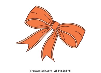 orange bow illustration for gift wrapping and decoration