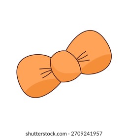 Ilustración de arco naranja. Gráfico de Vector simple y limpio de una cinta atada. Ideal para decoración, conceptos de regalo o diseños festivos. Aislado en blanco. 