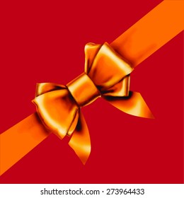 orange bow ribbon gift vector