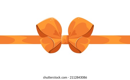 Orange bow with ribbon on a white background. Cartoon design.
