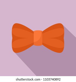 Orange bow tie icon. Flat illustration of orange bow tie vector icon for web design