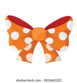 Orange bow. Vector, white background, isolated.