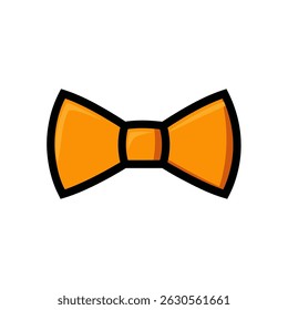 Orange bowtie sits centered isolated simple backdrop details