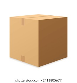 Caja naranja. Maqueta de la caja de cartón naranja. Modelación de caja realista para el embalaje. Cajas de embalaje de producto blancas en blanco aisladas en fondo blanco. Ilustración del vector