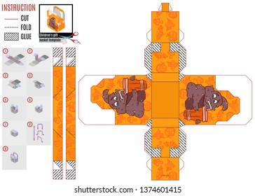 orange box template with a poop character and juice Halloween
