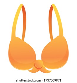 Orange bra icon. Cartoon of orange bra vector icon for web design isolated on white background