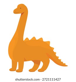 Dinossauro braquiossauro laranja de pé e sorrindo sobre fundo branco