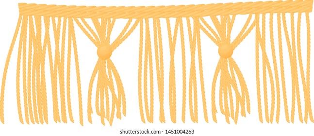 Orange braid with long threads. Vector illustration on white background.