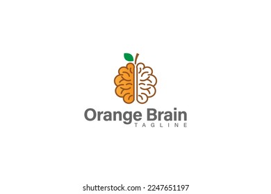 Cerebro naranja o fruta fresca naranja diseño vectorial