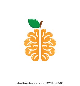 Orange brain logo vector design template