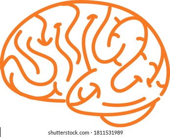 Orange brain multiple sclerosis awareness sign or object illustration