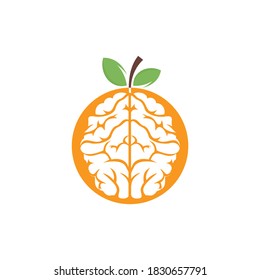 Orange brain vector logo design. Logo of a fruit style brain.	