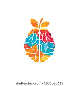 Orange brain vector logo design. Logo of a fruit style brain.	