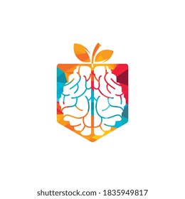 Orange brain vector logo design. Logo of a fruit style brain.	