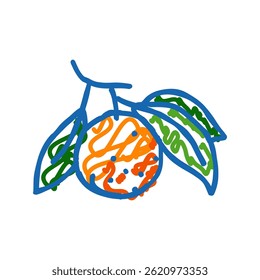 Vector de dibujo de icono de doodle de hoja de rama naranja. signo de hoja de rama naranja. ilustración de símbolo aislado