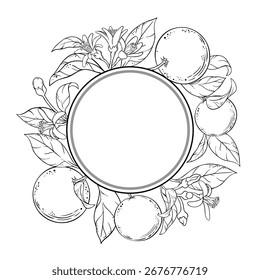 Quadro redondo de contorno de ramificação laranja.