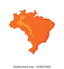 orange brazil map silhouette icon
