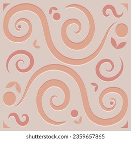 Orange brick curls on grey background. Tile and pattern
