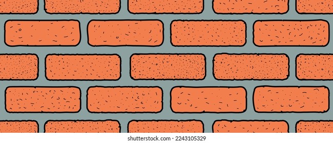 Muro de ladrillo naranja, patrón de estilo de dibujos animados