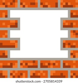  Marco de pared de ladrillo naranja con pixel art