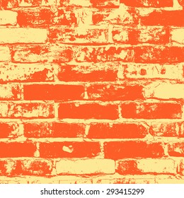 Orange brick wall grunge background, vector