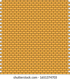 Pared de ladrillo naranja aislada en fondo blanco.