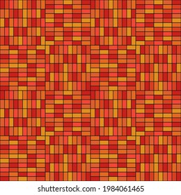 Orange bricks pattern. Seamless orange and yellow rectangles. Vector.