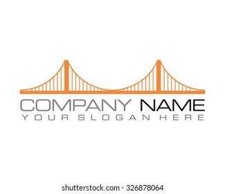icono de imagen del logotipo cruzado de puente naranja