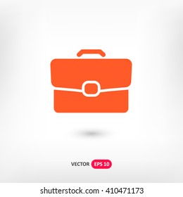 Orange Briefcase web vector icon on background with shadow