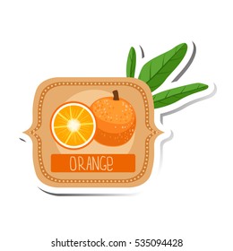 Orange Bright Color Jam Label Sticker Template In Square Frame