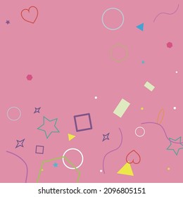 Orange Bright Colorful Polygonal Ring Green Stars Design Pic. Wave Red Simple Oval Square Zigzag Pink Geometry Illustration. Violet Blue Pastel Rectangle Hearts Sweet Yellow Hipster Background.
