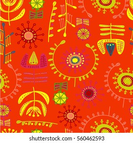 Orange bright ethnic seamless patterns