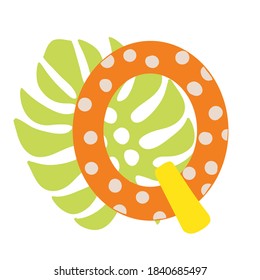 Orange bright Letter - Capital Q
Sunny tropical summer alphabet, vector element isolated on white background.