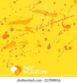 Orange Bright Paint Stains. Abstract Vector Background